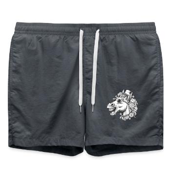 Cheval, Chevaux, Drôle, Drôle, Drôle, Cheval, Cavalier - Short de bain - charbon - Devant - AI Model Male 185 light (185cm)