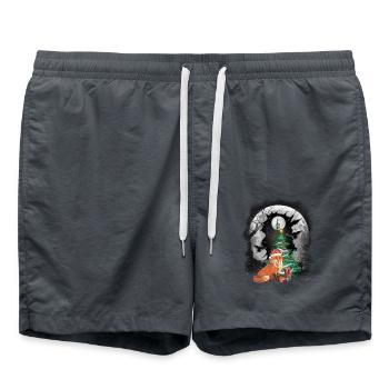 Wald Fuchs Weihnachten Tannenbaum Füchse Kind - Badeshorts - Anthrazit - Vorne - AI Model Male 185 light (185cm)
