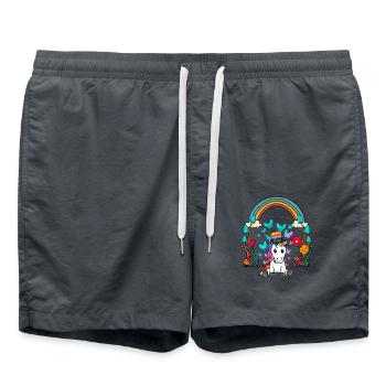 LGBT Arc-en-ciel Arc-en-ciel Drapeau Licorne - Short de bain - charbon - Devant - AI Model Male 185 light (185cm)