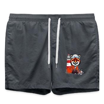 Matrosen Seefahrer Fuchs maritim Leuchtturm Anker - Badeshorts - Anthrazit - Vorne - AI Model Male 185 light (185cm)