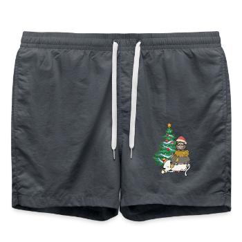 Weihnachten Christmas Xmas Tannenbaum Hund Katze - Badeshorts - Anthrazit - Vorne - AI Model Male 185 light (185cm)
