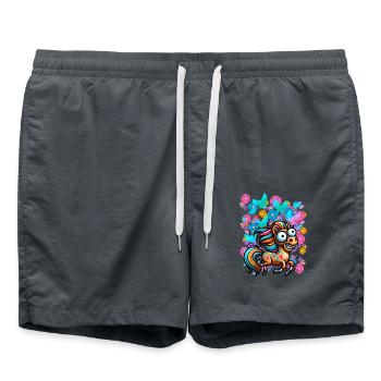 Cheval Chevaux Printemps Fleurs Insectes Enfants - Short de bain - charbon - Devant - AI Model Male 185 light (185cm)