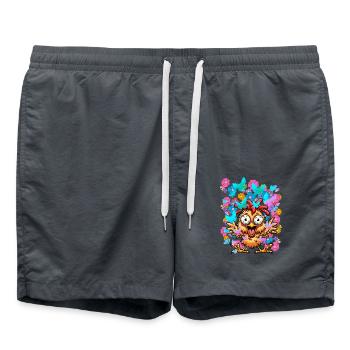 Huhn Hühner Frühling Blumen Schmetterlinge lustig - Badeshorts - Anthrazit - Vorne - AI Model Male 185 light (185cm)