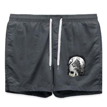 Zelt zelten Wald Waldbewohner Camping Campen - Badeshorts - Anthrazit - Vorne - AI Model Male 185 light (185cm)