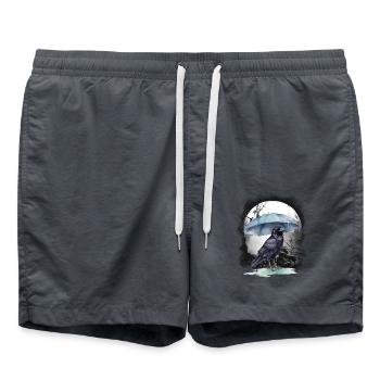 Corbeau Corbeau Corbeau Mystique Halloween - Short de bain - charbon - Devant - AI Model Male 185 light (185cm)