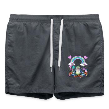Yoga Frosch retro Yogi - Badeshorts - Anthrazit - Vorne - AI Model Male 185 light (185cm)