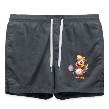 Cheerful Chicken Tennis Players - Funny - Swim Trunks - anthracite - Front - AI Model Male 185 light (185cm)