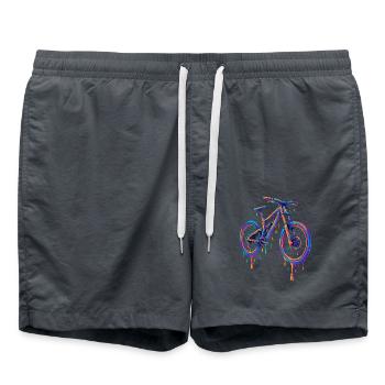 Psychedelisches Downhill-Bike – Tropfender Neon-St - Badeshorts - Anthrazit - Vorne - AI Model Male 185 light (185cm)