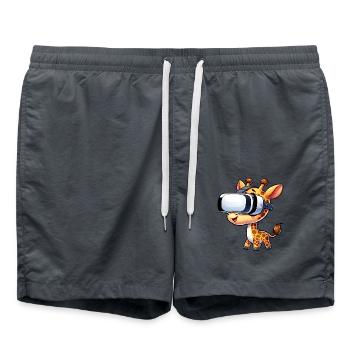 Eine Coole Giraffe mit VR Kopfteil - Badeshorts - Anthrazit - Vorne - AI Model Male 185 light (185cm)