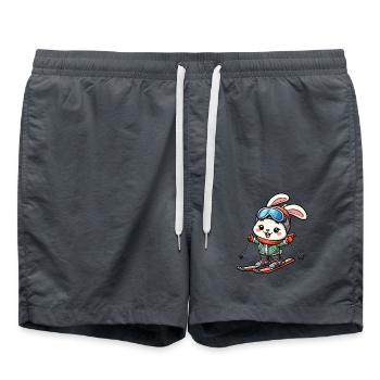 Conception de lapin de skieur de vacances de ski de lapin de neige - Short de bain - charbon - Devant - AI Model Male 185 light (185cm)
