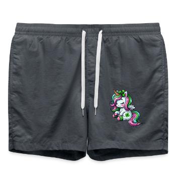 St. Patrick's Day unicorn celebration design - Swim Trunks - anthracite - Front - AI Model Male 185 light (185cm)