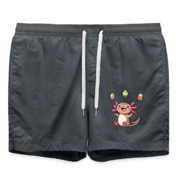 Eisbär & Axolotl Osterei Cartoon - Badeshorts - Anthrazit - Vorne - AI Model Male 185 light (185cm)