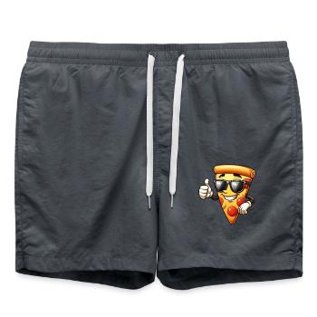 Pizza drôle avec motif de lunettes de soleil - Short de bain - charbon - Devant - AI Model Male 185 light (185cm)