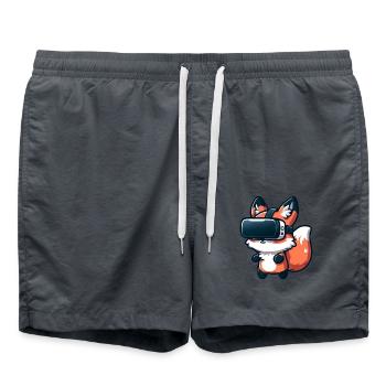 Süßer Fuchs VR Virtual Reality Gamer Cartoon - Badeshorts - Anthrazit - Vorne - AI Model Male 185 light (185cm)