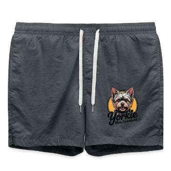 Yorkie Yorkshire Terrier mein Spirit Seelenhund - Badeshorts - Anthrazit - Vorne - AI Model Male 185 light (185cm)