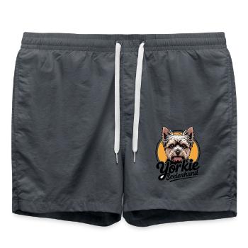 Yorkie Yorkshire Terrier mein Spirit Seelenhund - Badeshorts - Anthrazit - Vorne - AI Model Male 185 light (185cm)