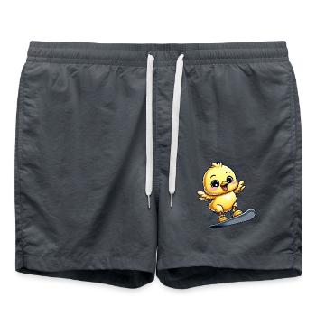 chicken, chick, snowboard, winter sports, snowboarder - Swim Trunks - anthracite - Front - AI Model Male 185 light (185cm)