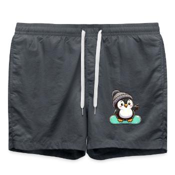 Pingouin snowboarder Sports d’hiver Design - Short de bain - charbon - Devant - AI Model Male 185 light (185cm)
