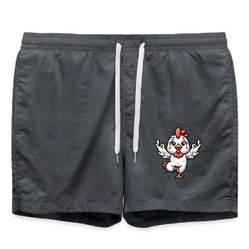Huhn Yoga Meditation Fitness - Badeshorts - Anthrazit - Vorne - AI Model Male 185 light (185cm)