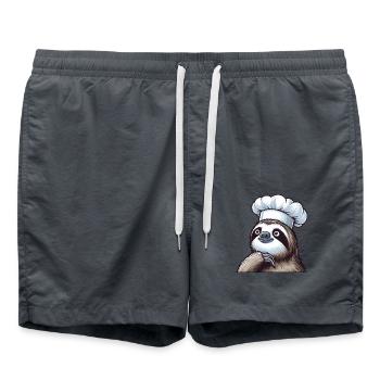 Cute Sloth as Chef - Swim Trunks - anthracite - Front - AI Model Male 185 light (185cm)