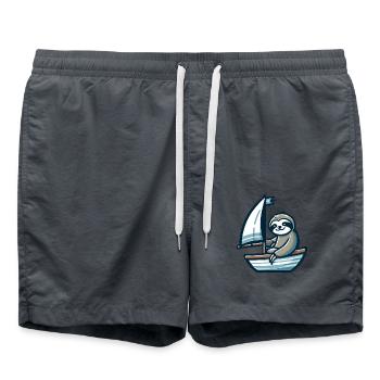 Summer sailing with sloth on dinghy - Swim Trunks - anthracite - Front - AI Model Male 185 light (185cm)