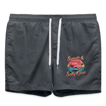 Flamingo Sunsets And Salty Kisses Summer Vacation - Swim Trunks - anthracite - Front - AI Model Male 185 light (185cm)