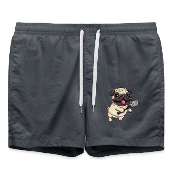 Sportlicher Mops: Tennisspaß und Federballfreude - Badeshorts - Anthrazit - Vorne - AI Model Male 185 light (185cm)