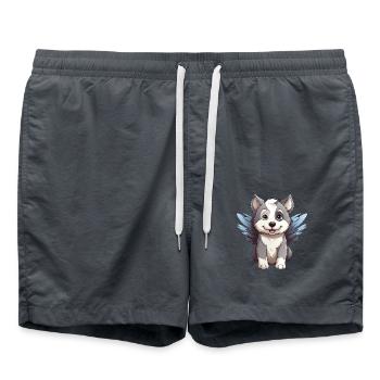Husky Angel - Cute dog with heavenly - Swim Trunks - anthracite - Front - AI Model Male 185 light (185cm)