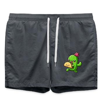 Süßer Kaktus Taco Comic Design - Badeshorts - Anthrazit - Vorne - AI Model Male 185 light (185cm)