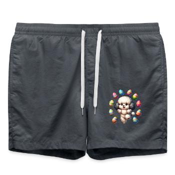 Artiste caniche de Pâques, jonglerie d’oeufs - Short de bain - charbon - Devant - AI Model Male 185 light (185cm)