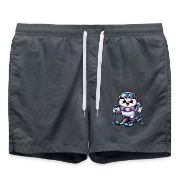 Schneeeule Skifahrer Winter Skiurlaub - Badeshorts - Anthrazit - Vorne - AI Model Male 185 light (185cm)
