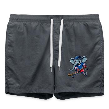 Eishockey Elefant Cartoon Spieler - Badeshorts - Anthrazit - Vorne - AI Model Male 185 light (185cm)
