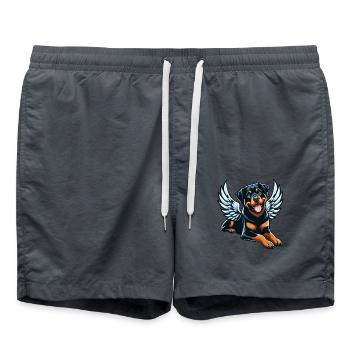 Süßer Rottweiler Engel Comic-Stil - Badeshorts - Anthrazit - Vorne - AI Model Male 185 light (185cm)
