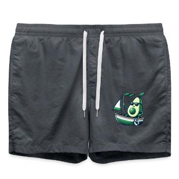 Cool summer sailing dinghy with avocado - Swim Trunks - anthracite - Front - AI Model Male 185 light (185cm)