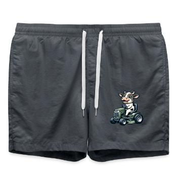 Cow and Bull Lawn Mower Garden Motif - Swim Trunks - anthracite - Front - AI Model Male 185 light (185cm)