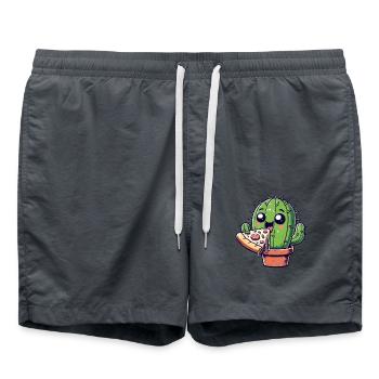 Bande dessinée mignonne Cactus Pizza - Short de bain - charbon - Devant - AI Model Male 185 light (185cm)