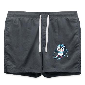 Pinguin Skifahrer Wintersport Abenteuer - Badeshorts - Anthrazit - Vorne - AI Model Male 185 light (185cm)