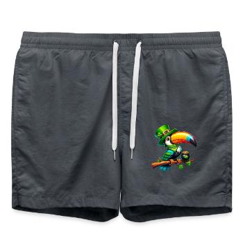 St. Patrick's Day Bird Bird of Paradise Toucan Shirt - Swim Trunks - anthracite - Front - AI Model Male 185 light (185cm)
