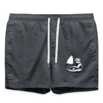 Cooler Sommer Segelboot Faultier - Badeshorts - Anthrazit - Vorne - AI Model Male 185 light (185cm)