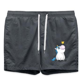 Süßes Comic Einhorn - Badeshorts - Anthrazit - Vorne - AI Model Male 185 light (185cm)