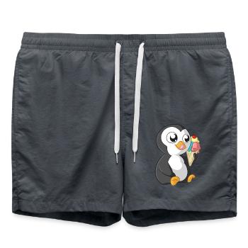 Summer cartoon penguin - Swim Trunks - anthracite - Front - AI Model Male 185 light (185cm)