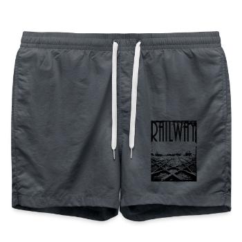 Chemin de fer (transparent) - Short de bain - charbon - Devant - AI Model Male 185 light (185cm)