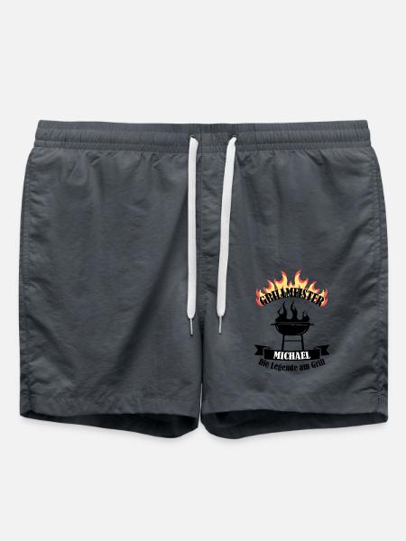 Grillmeister Michael lustiger Spruch Vorname - Badeshorts - Anthrazit