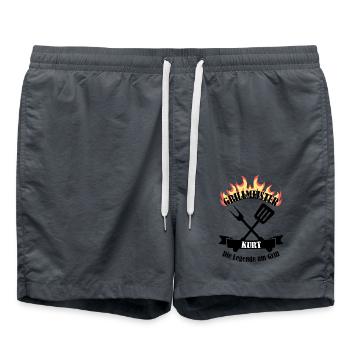 Grillmeister Kurt lustiger Spruch Vorname - Badeshorts - Anthrazit - Vorne - AI Model Male 185 light (185cm)