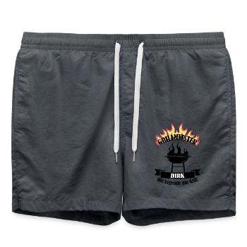 Grillmeister Dirk lustiger Spruch Vorname - Badeshorts - Anthrazit - Vorne - AI Model Male 185 light (185cm)