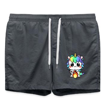 00221 süßes Drachen Einhorn Baby spielt mit Feuer - Badeshorts - Anthrazit - Vorne - AI Model Male 185 light (185cm)