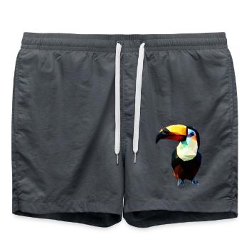 Tukan im Polygon-Stil - Badeshorts - Anthrazit - Vorne - AI Model Male 185 light (185cm)