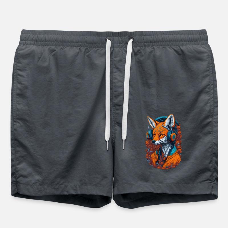 Fox with headphones Foxes Lovers Animals - Swim Trunks - anthracite