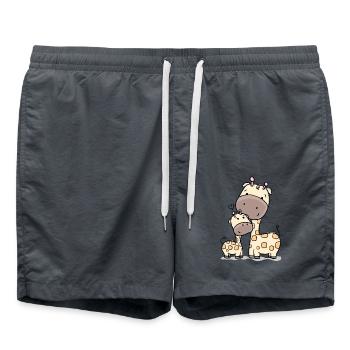 Giraffe with baby giraffe - Swim Trunks - anthracite - Front - AI Model Male 185 light (185cm)