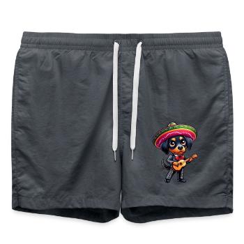 Dobermann als Mariachi Gitarrist Cinco de Mayo - Badeshorts - Anthrazit - Vorne - AI Model Male 185 light (185cm)